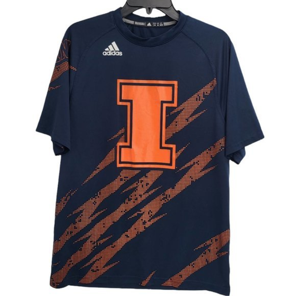University of Illinois Mens Adidas ClimaLite‎ Athletic T Shirt Size Medium Blue